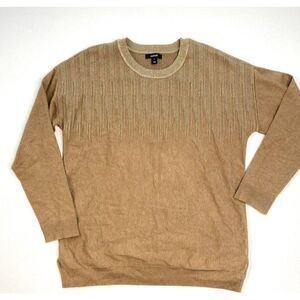 Alfani Sweater Top L Metallic-Sparkle Vented-Hem‎